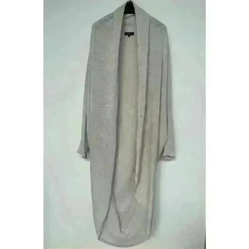 Theory long curved hem cardigan linen blend M/L - Picture 2 of 6